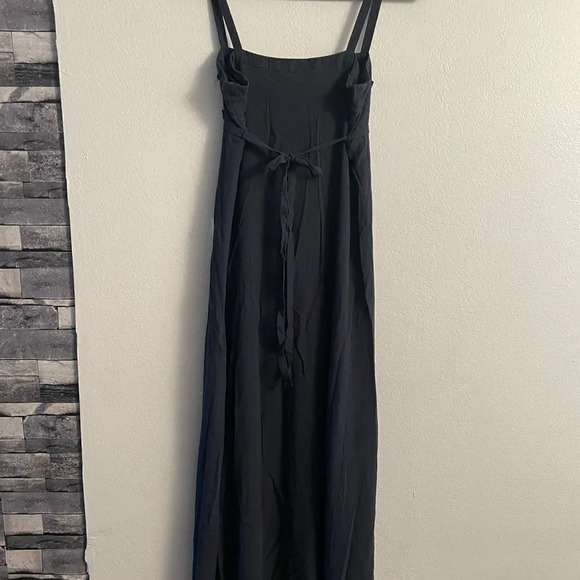 Leon Max navy blue strappy detail maxi silk dress size - Picture 3 of 11